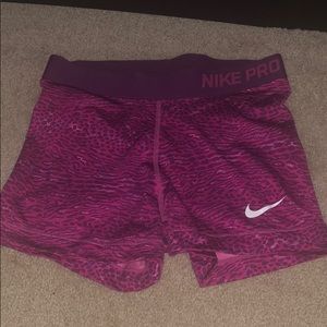 Pink nike pro spandex shorts